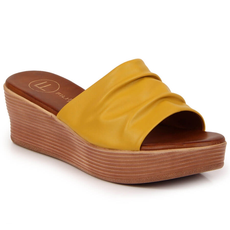 Zapatillas casa mujer cuña Filippo amarillas amarillo