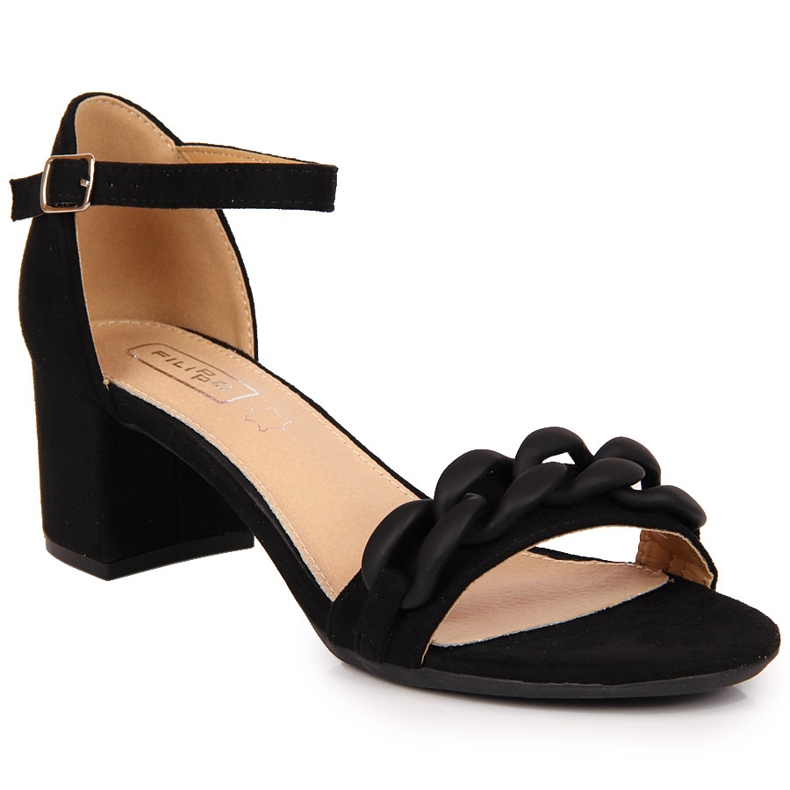 Sandalias de mujer Filippo negras en un poste con una cadena negro Sandalias de mujer Filippo negras en un poste con una cadena negro