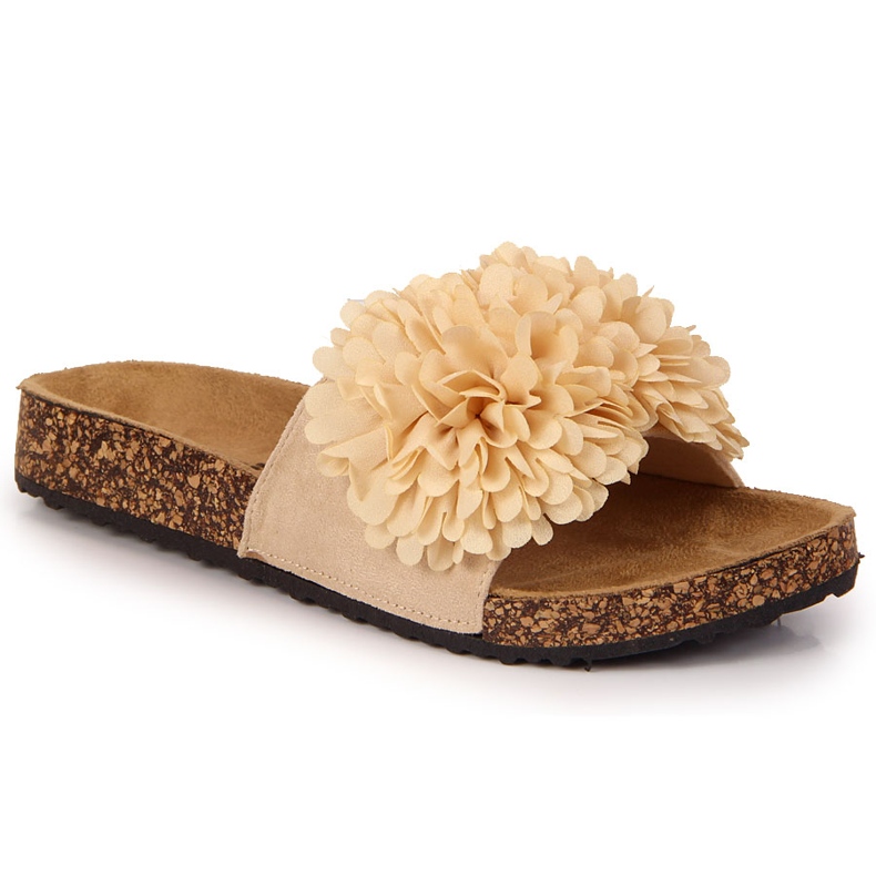 Babuchas Jezzi para mujer beige con flor