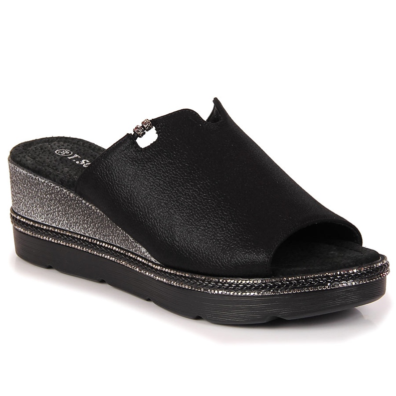 Zapatillas de mujer negras con tacón de cuña T.Sokolski negro