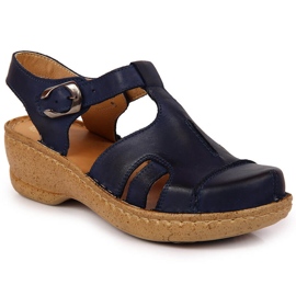 Sandalias piel azul marino Łukbut 656