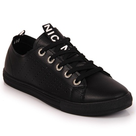 Zapatillas de mujer con cuero ecológico negro Filippo