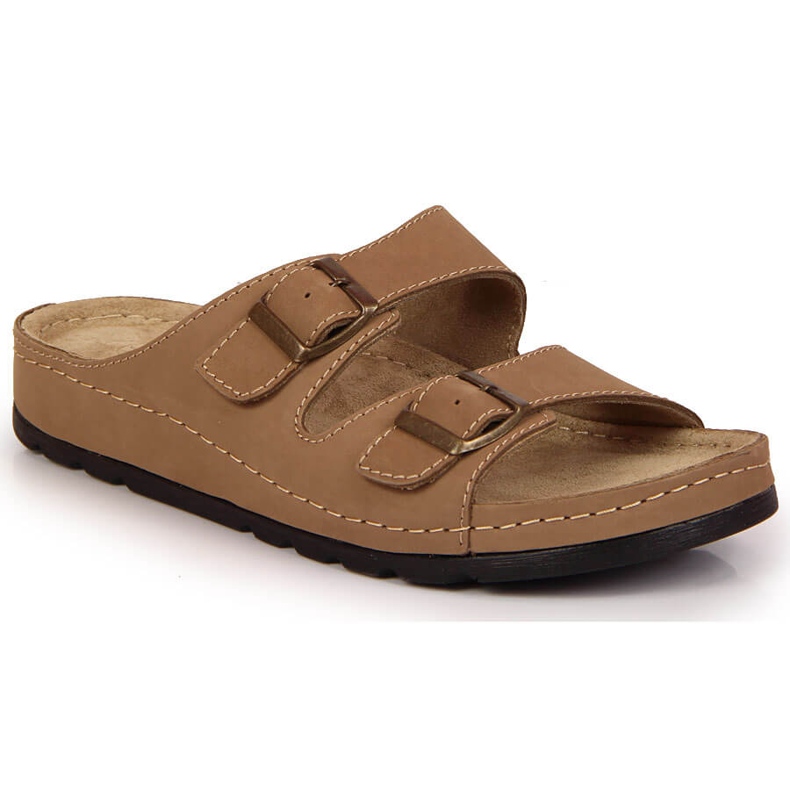 Babuchas cómodas para hombre en piel beige Helios 813 Babuchas cómodas para hombre en piel beige Helios 813