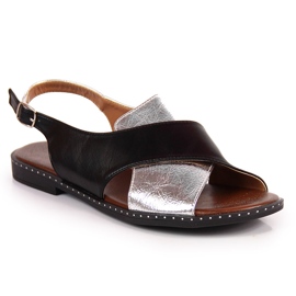 Sandalias mujer Jezzi negras y plateadas negro plata