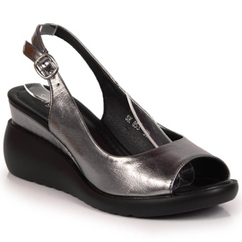 Sandalias de mujer plateadas con cuña Sergio Leone plata