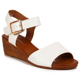 Sandalias mujer con cuña blanco Sergio Leone
