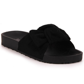 Pantuflas de mujer Jezzi negras con lazo negro