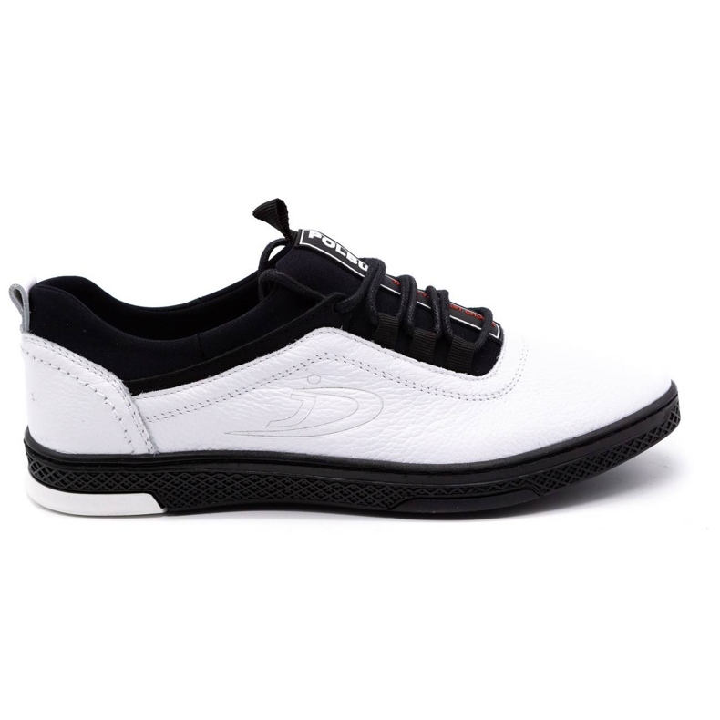Polbut Zapatos casual hombre piel K24, blanco con suela negra