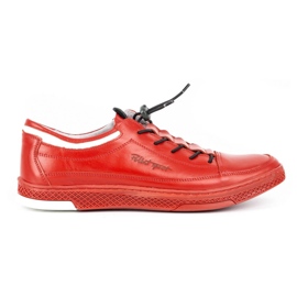 Polbut Zapato casual de hombre en piel K22N rojo con parte inferior roja