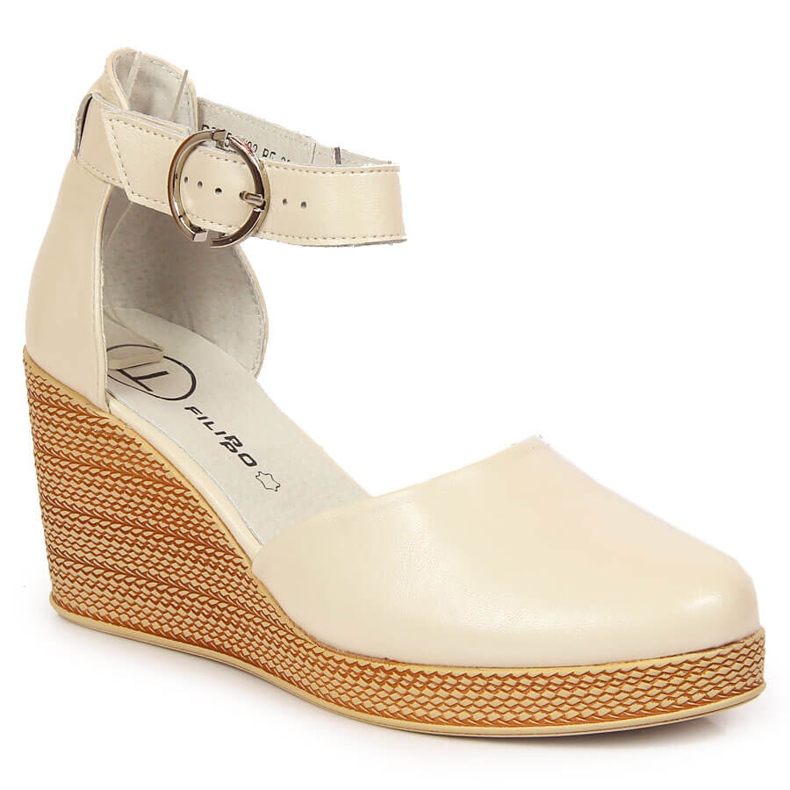 Sandalias mujer de piel con cuña Filippo beige