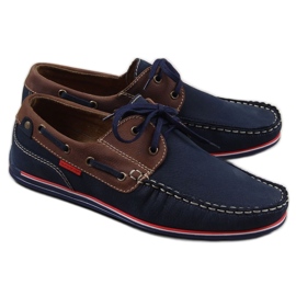 Mocasines casual hombre piel azul marino Gregor