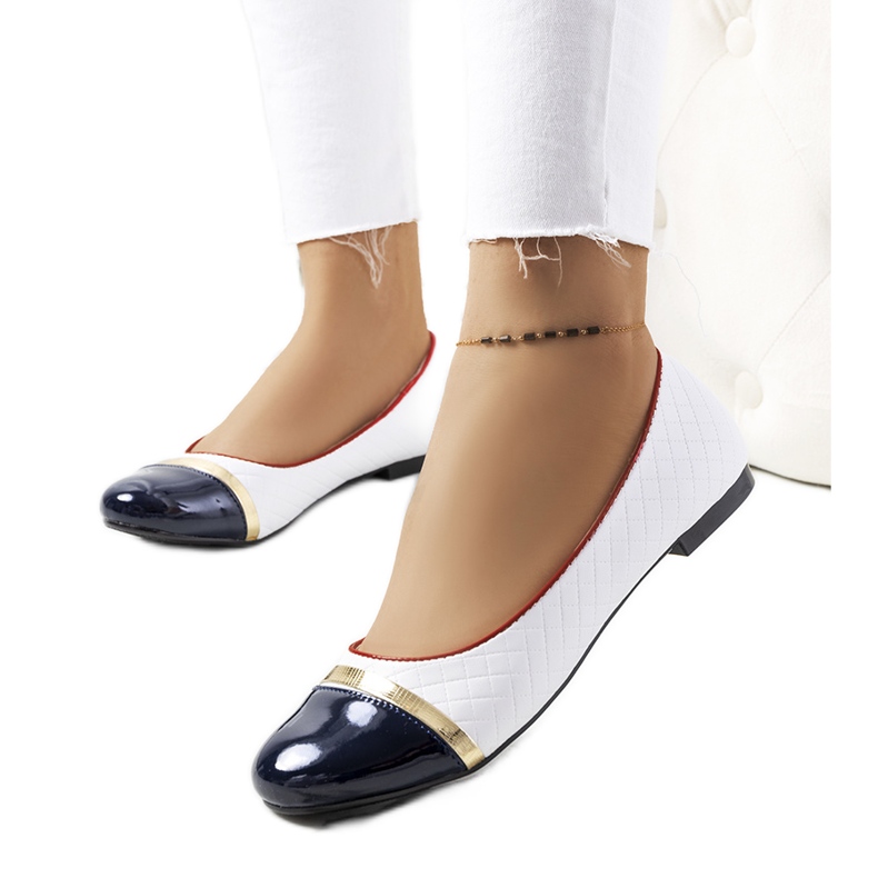 Bailarinas de mujer Petra blancas blanco azul marino Bailarinas de mujer Petra blancas blanco azul marino