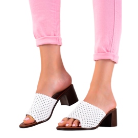 W. Potocki Pantuflas De Piel Con Tacón Potocki blanco