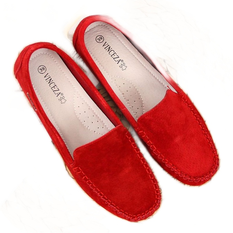 Mocasines De Cuero Rojo En Vinceza
