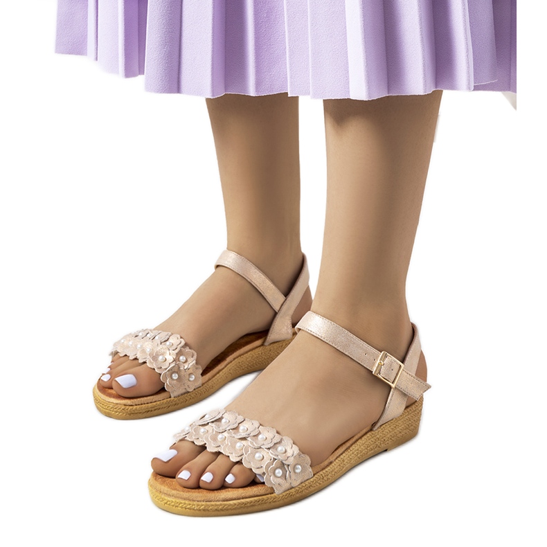 Sandalias doradas de mujer Farra rosado dorado