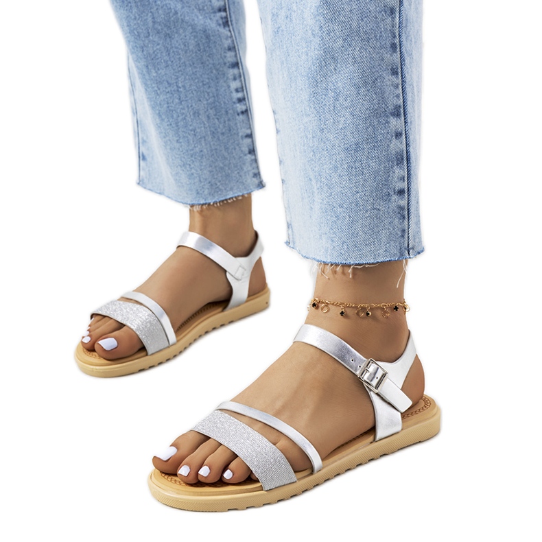 Sandalias Indiana plata brillo