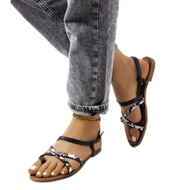 Sandalias de mujer negras de Wiener blanco negro