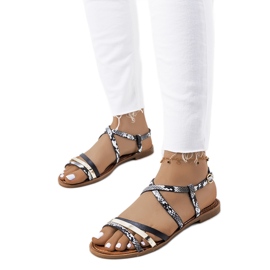 Sandalias negras de mujer Reeta blanco negro