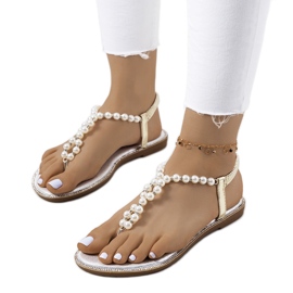Sandalias doradas con perlas Tana dorado