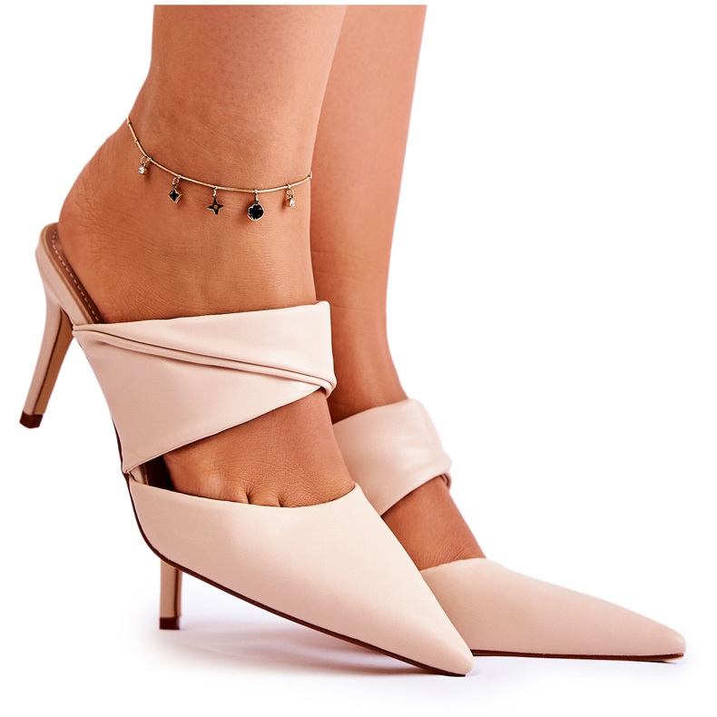 PS1 Zapatillas de cuero en un tacón alto Aveline beige PS1 Zapatillas de cuero en un tacón alto Aveline beige