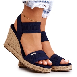 Sandalias Mujer Con Cuña Big Star JJ274977 Azul Marino