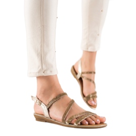 Primavera Sandalias Doradas Con Zirconia Cúbica dorado