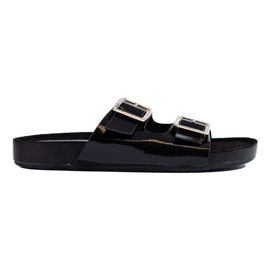 Goodin Babuchas negras con hebillas decorativas negro