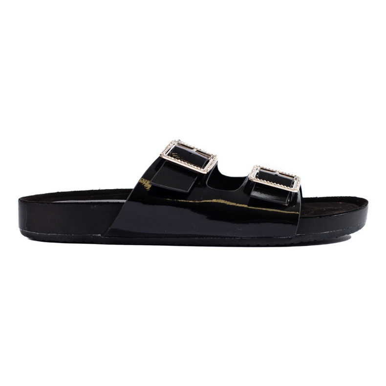 Goodin Babuchas negras con hebillas decorativas negro