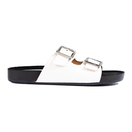Goodin Babuchas blancas con hebillas decorativas blanco