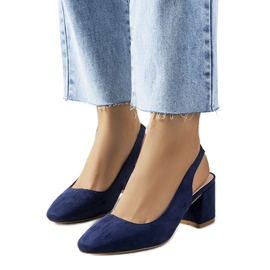 Zapatos de salón azul marino con tacón abierto de Panova