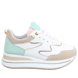 Deportivas suela alta Devi Beige blanco verde dorado