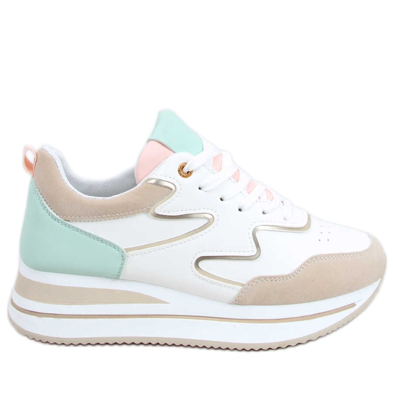 Deportivas suela alta Devi Beige blanco verde dorado Deportivas suela alta Devi Beige blanco verde dorado