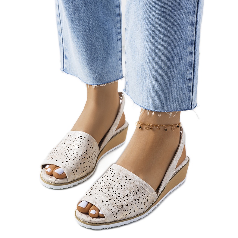 Sandalias doradas cuña Sheripov dorado Sandalias doradas cuña Sheripov dorado