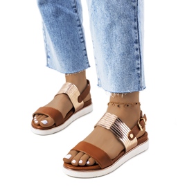 Sandalias marrones con aplicación de Larochelle metalizada marrón dorado