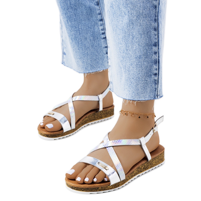 Sandalias plateadas holográficas Verna plata
