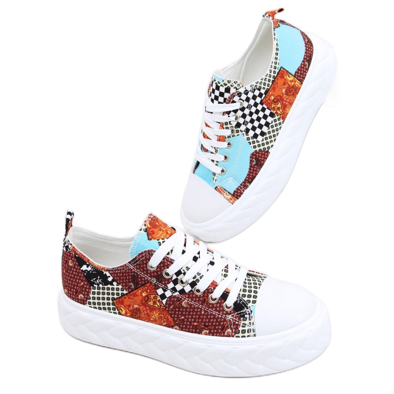 Zapatillas Madi Red Jacquard Weave con suela alta multicolor