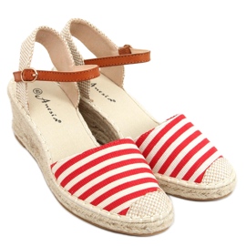 Alpargatas Irma Red rayas beige rojo