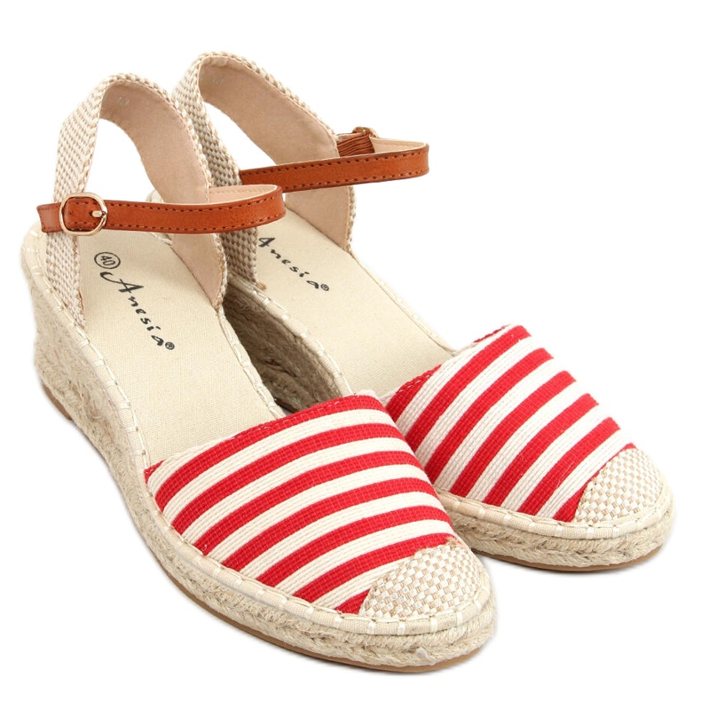 Alpargatas Irma Red rayas beige rojo