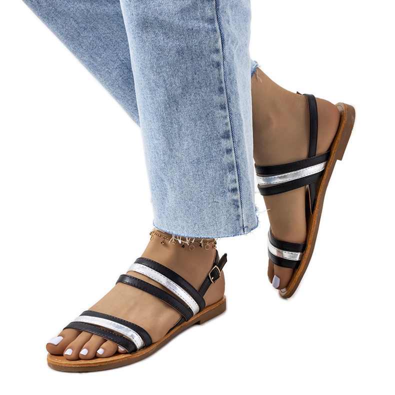 Sandalias Hibbins de mujer negras negro plata