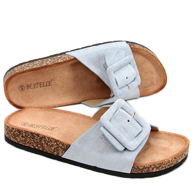 Babuchas Priya Azul suela de corcho Babuchas Priya Azul suela de corcho