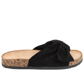 Zapatillas casa de corcho con lazo Negro Lila