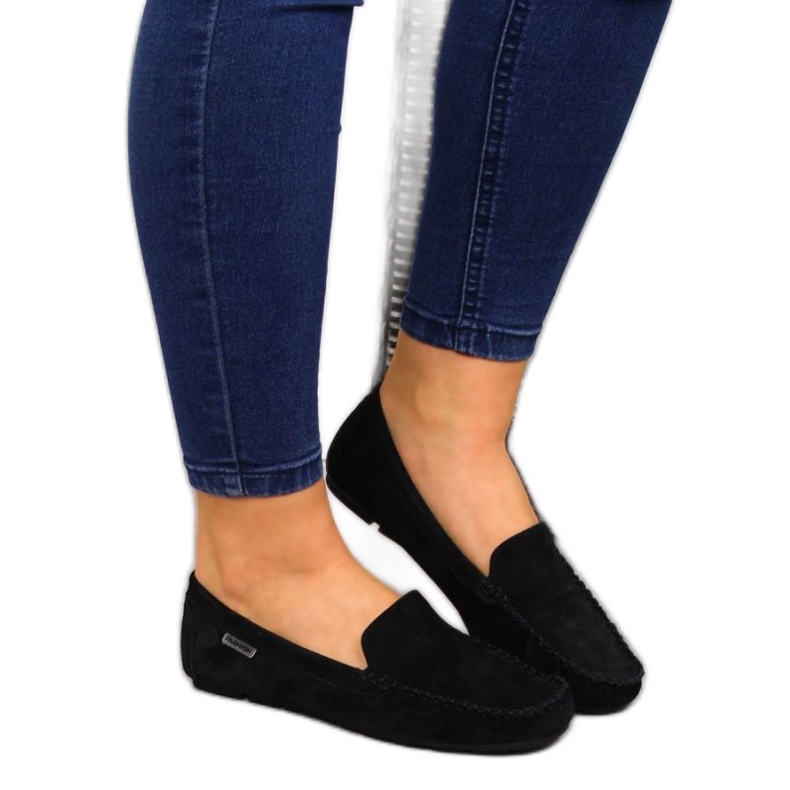 Mocasines De Cuero Negro En Vinceza