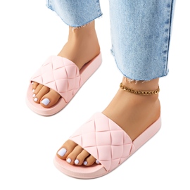 Zapatillas de casa de goma rosa Lind