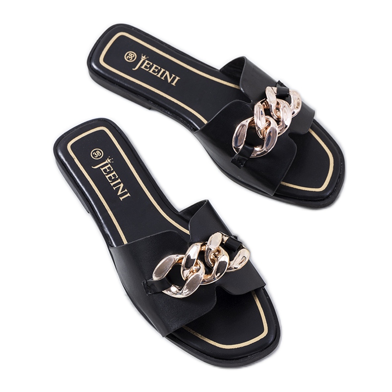 Babuchas elegantes negras con cadena Mary negro Babuchas elegantes negras con cadena Mary negro