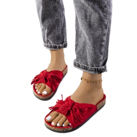 Pantuflas rojas con flecos Laderies rojo