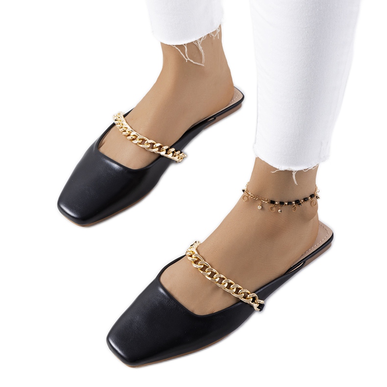 Babuchas elegantes negras de Baras negro