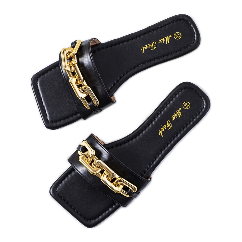 Babuchas elegantes negras con cadena Cherell negro Babuchas elegantes negras con cadena Cherell negro