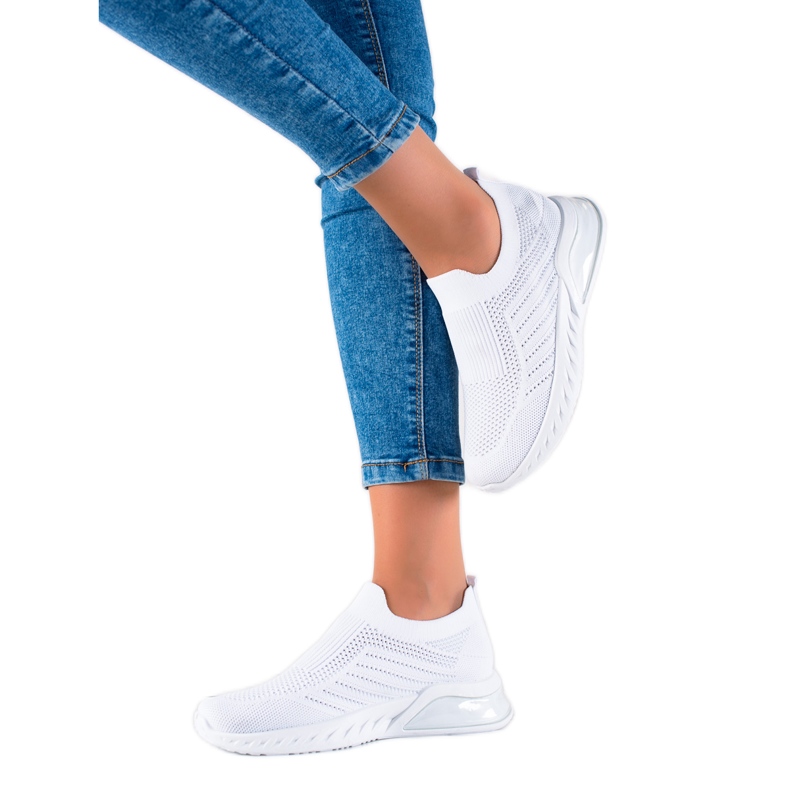 DK Cómodos zapatos deportivos sin cordones blanco DK Cómodos zapatos deportivos sin cordones blanco