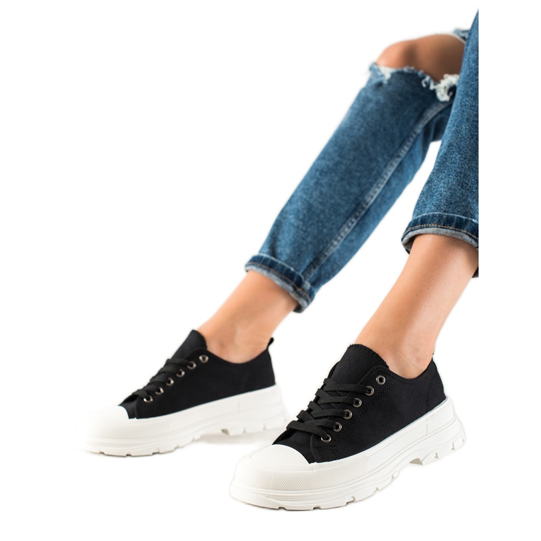 TRENDI Zapatillas negras en la plataforma negro