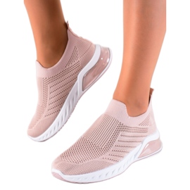 DK Cómodos zapatos deportivos sin cordones rosado